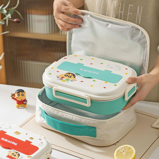 摩登主妇&蜡笔小新 不锈钢保温分格饭盒秋冬上班族学生便当盒 商品图3