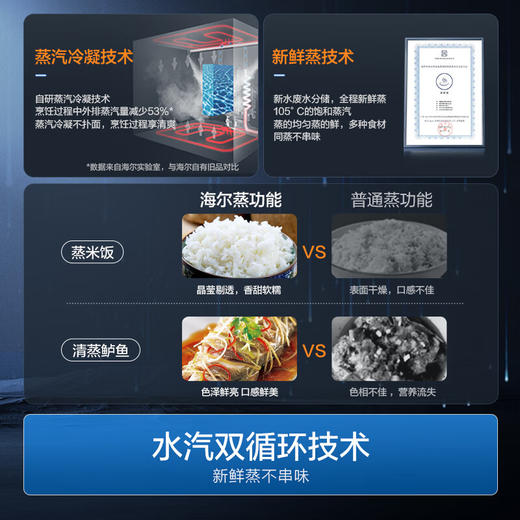 海尔（Haier）嵌入式蒸烤箱 蒸烤一体机 50L蒸烤烘炸炖五合一 温湿精控 余水单独回收 搪瓷内胆自清洁C50-TAU1 商品图2