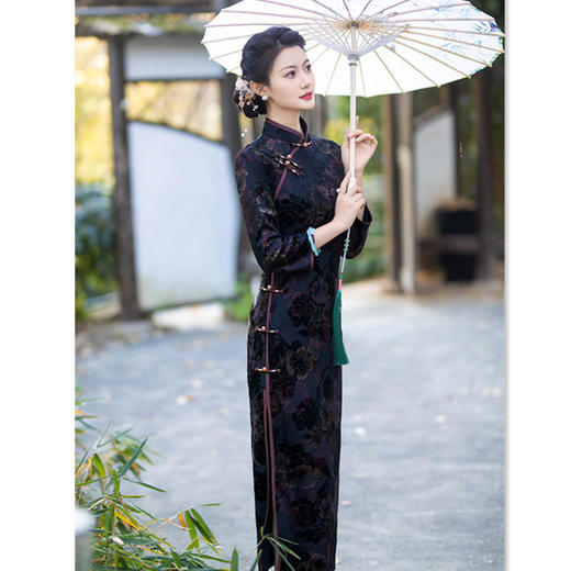 TZF-老上海复古中国风长款矮个子旗袍新款中老年女士宴会旗袍 商品图3
