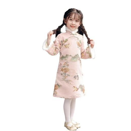 AQX-小女孩改良新中式A版长袖旗袍新款复古中国风女童新年旗袍 商品图4