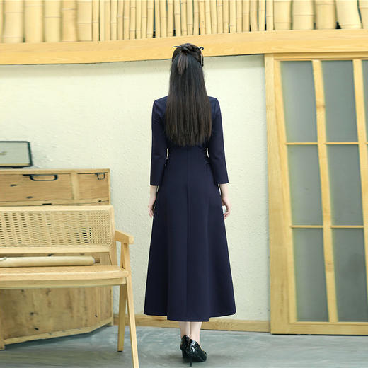 文艺复古，罗马棉国风重工刺绣中式禅意茶服改良旗袍连衣裙YFN22122 商品图1