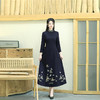 文艺复古，罗马棉国风重工刺绣中式禅意茶服改良旗袍连衣裙YFN22122 商品缩略图2