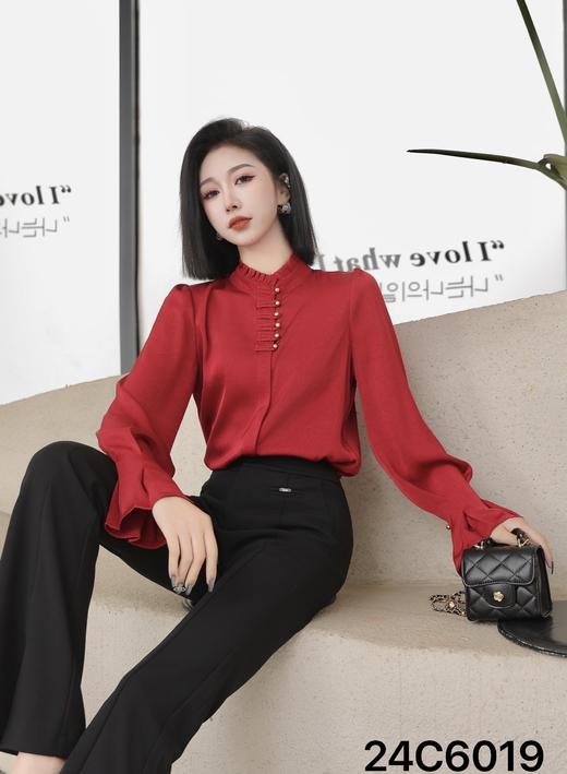 486019国风盘扣衬衫。黑 红  米 L XL 商品图1