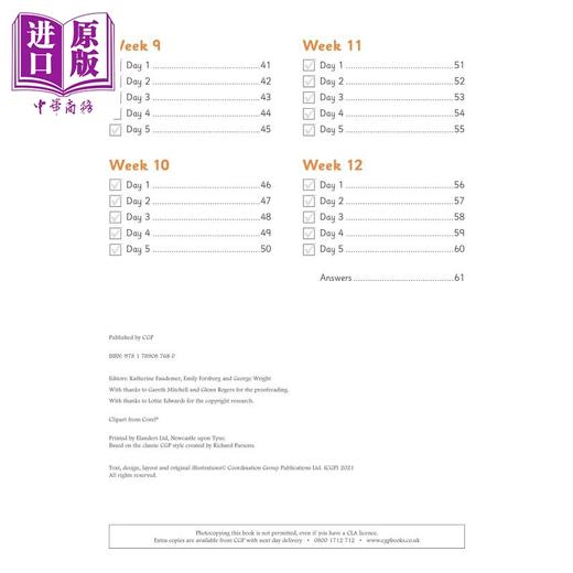 预售 【中商原版】英国原版CGP教辅 新版KS2心算日常练习书 3年级秋季学期 New KS2 Mental Maths Daily Practice Book Year 3 商品图2