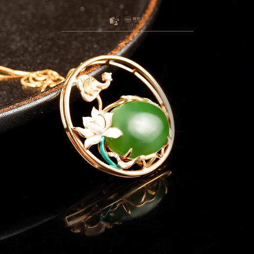 新疆国玉盟世玉和田玉金镶碧玉挂件【带证书·顺丰物流】 商品图1
