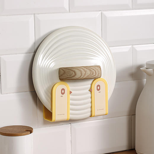 烁果 免打孔厨房锅盖架壁挂家用多功能放锅盖的架子墙上挂式收纳小鸟锅盖架1对（颜色随机） 商品图4