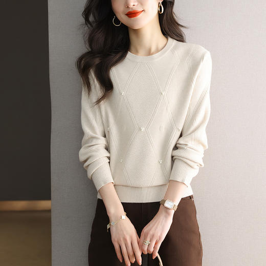 CC-MY-9095圆领针织衫薄款早春上衣女装春装2024新款低领打底衫洋气长袖内搭 商品图1