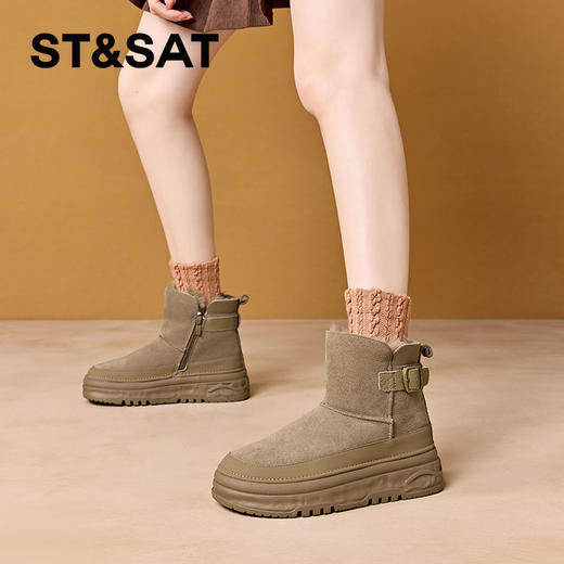 星期六毛绒保暖厚底雪地靴SS341181OK 商品图4