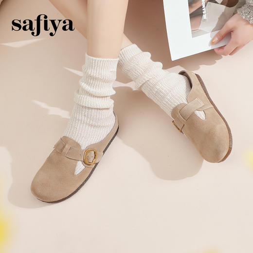 Safiya/索菲娅2024春季新品懒人鞋复古软底休闲外穿舒适勃肯凉拖 SF41110144 商品图2
