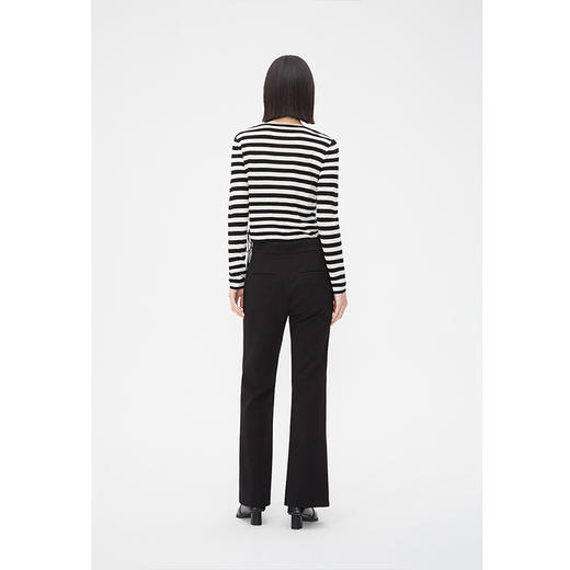 NEELLY纳俪商场同款春假两件黑白条纹针织衫女抽褶显瘦设计感上衣N24021A01065 商品图3