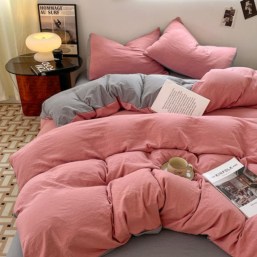 【YW】无忧购韩系ins简约裸感褶皱纯色棉感居家床品四件套（截单3-5天发货) 商品图2