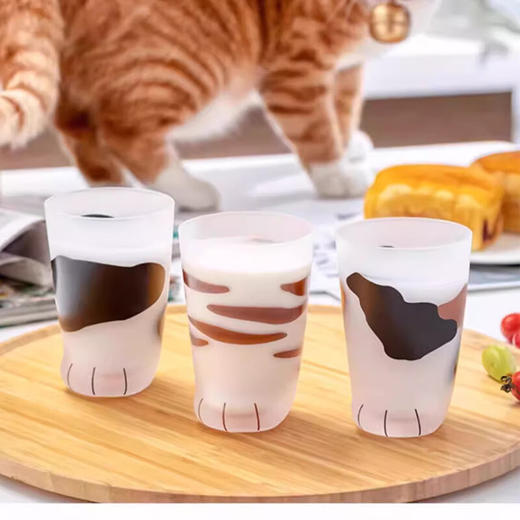 ADERIA猫爪杯2只玻璃杯水杯日本进口男女个性礼物情侣杯虎斑猫300+230ml 商品图2