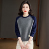 CC-MY-1066撞色年轻打底衫女2024新款春秋内搭毛衣长袖上衣圆领针织上衣 商品缩略图1