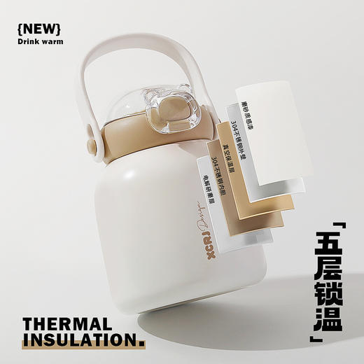 【五层锁温❗️儿童布丁嘟嘟保温杯】五层锁温，“装”可爱，也装好运❗️新品学生304不锈钢大容量吨吨杯背带手提便携喝水杯子 商品图3