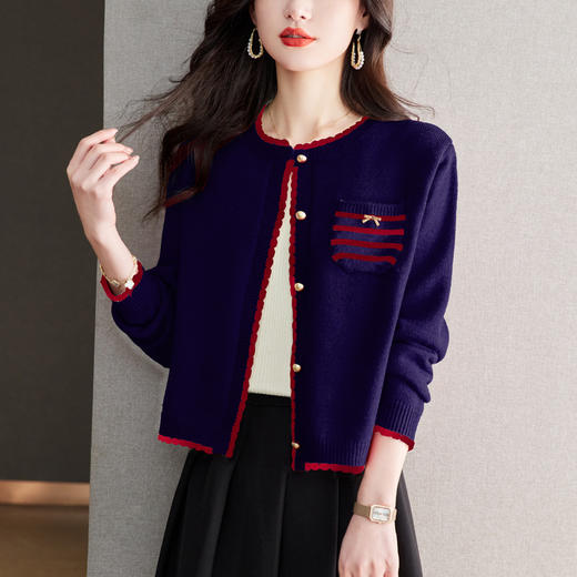 CC-QLS6657小香风针织开衫女外搭春秋2024新款法式本命年毛衣外套上衣潮 商品图1
