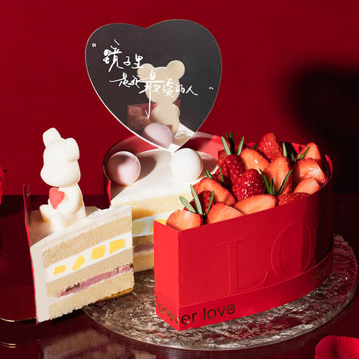【告白推荐】恋恋告白·熊蛋糕，鲜红草莓X巧克力告白熊；果香和奶香在唇齿间缠绵，让人怦然心动（全国正价链接） 商品图2