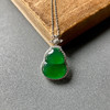 高冰种阳绿翡翠葫芦项链18k白金钻石镶嵌 商品缩略图3