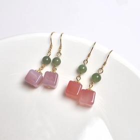 19974-S925玛瑙耳坠-盐源玛瑙方糖耳钩