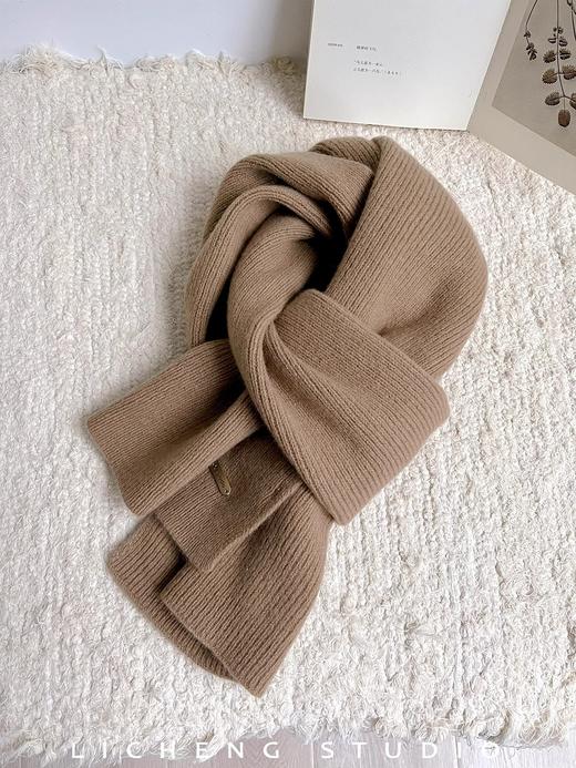丁摩 高品质澳洲订单款100%羊毛围巾秋冬纯色加厚保暖针织情侣送礼围脖4ZF-11705 商品图10