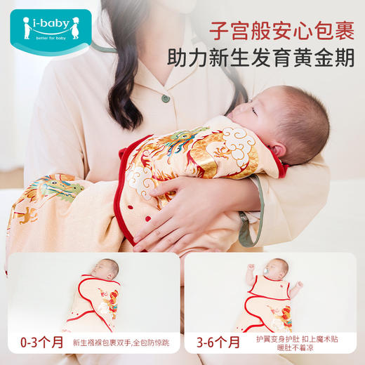 【银卡金卡及黑金用户可享】龙年新春礼盒款 ibaby×outlast太空科技恒温0-6月新生儿防惊跳深睡针织夹棉翅膀式襁褓睡袋 商品图4