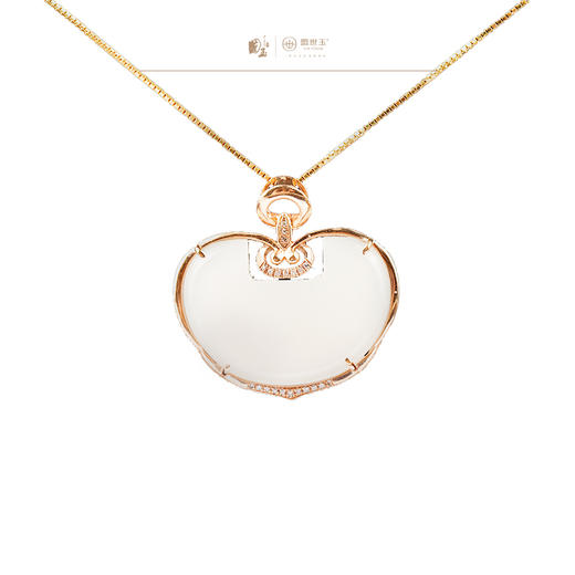 新疆国玉盟世玉和田玉金镶羊脂玉挂件【带证书·顺丰物流】 商品图0