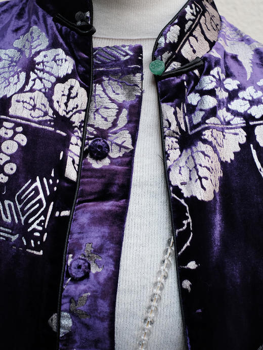 盛唐牡丹 |丝绒烫银小立领外套(不夹棉） 商品图7