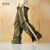 BJHG不计后果春美式拼色织带休闲裤子男潮梭织长裤阔腿堆叠伞兵裤 商品缩略图1