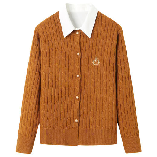 CC-QLS6666外套女款2024新款春秋长袖复古麻花开衫针织衫短款上衣外套潮 商品图4