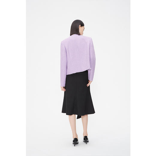 NEELLY纳俪商场同款春季紫色小香风外套女绵羊毛高级感气质短上衣N24021C01073 商品图3