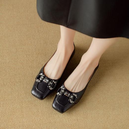 英伦风真皮女鞋，百搭低跟粗跟方头单鞋NJMK&K837 商品图2