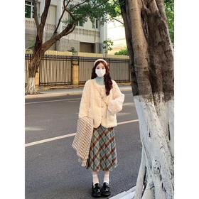2025早春【复古学院风 格子百褶半身裙女】高腰显瘦 小个子 A字中长裙子