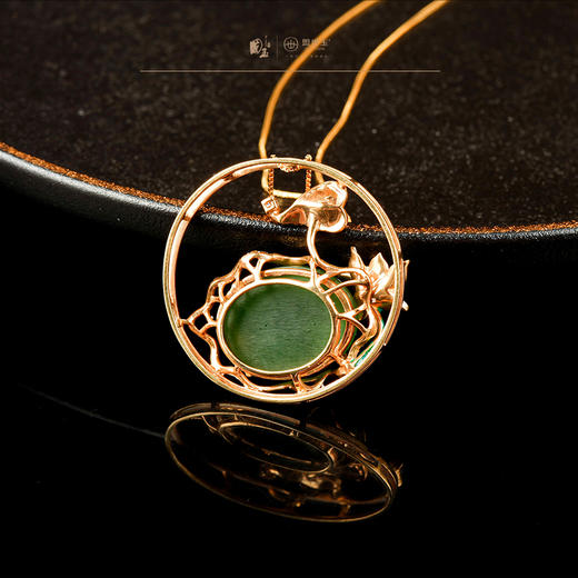 新疆国玉盟世玉和田玉金镶碧玉挂件【带证书·顺丰物流】 商品图2