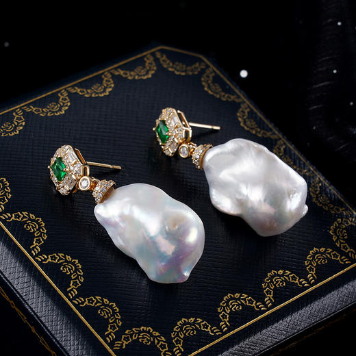 子佩集S925银珍珠耳钉【E4007-1】镀金巴洛克2401 商品图2