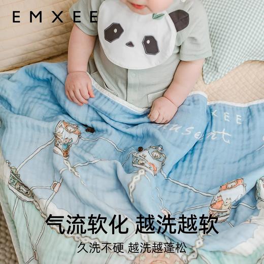 【洗浴用品】嫚熙儿童浴巾新生儿纱布浴巾加大宝宝洗澡抱被裹巾120*120 商品图2