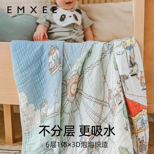 【洗浴用品】嫚熙儿童浴巾新生儿纱布浴巾加大宝宝洗澡抱被裹巾120*120 商品图1