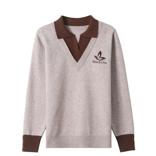 CC-101-51855假两件针织衫女春秋季毛衣2024年新款翻领长袖打底上衣设计感小众 商品图4