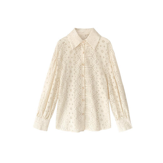 春秋【蕾丝棉衬衫女 韩版时尚新款】小众设计感 气质上衣 宽松长袖衬衣 打底衫 商品图4