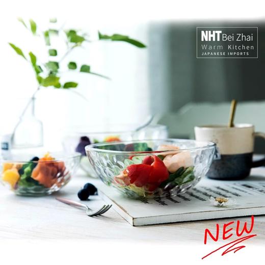 aderia经典款沙拉碗日本进口 透明玻璃碗水果沙拉碗北欧甜品碗 果碟三件套 商品图4