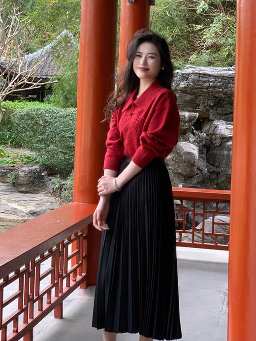 【百图lulu定制】【国风针织衫】新中式 国风 盘扣 翻领 毛衣 商品图4