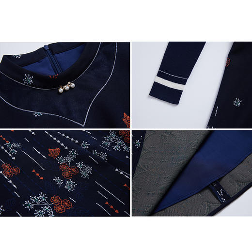 司歌针织弹力复古优雅冬连衣裙长袖A881010 商品图1