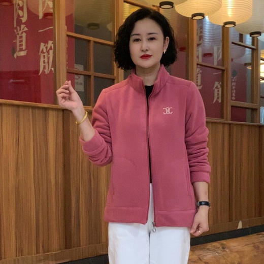 秋冬新款宽松保暖时尚运动休闲加厚外套百搭加绒半高领上衣妈妈装 商品图2
