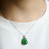 高冰种阳绿翡翠葫芦项链18k白金钻石镶嵌 商品缩略图8