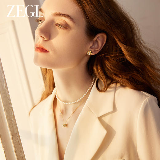 ZEGL金色小豆豆人造珍珠项链女轻奢小众高级感法式复古锁骨链配饰 商品图2