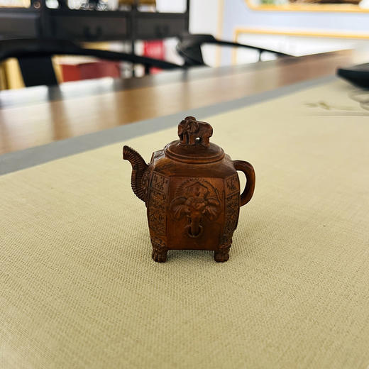 八方来财吉祥象把把壶°本色&做旧黄杨 商品图4