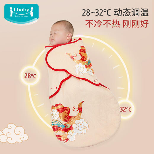 【银卡金卡及黑金用户可享】龙年新春礼盒款 ibaby×outlast太空科技恒温0-6月新生儿防惊跳深睡针织夹棉翅膀式襁褓睡袋 商品图1