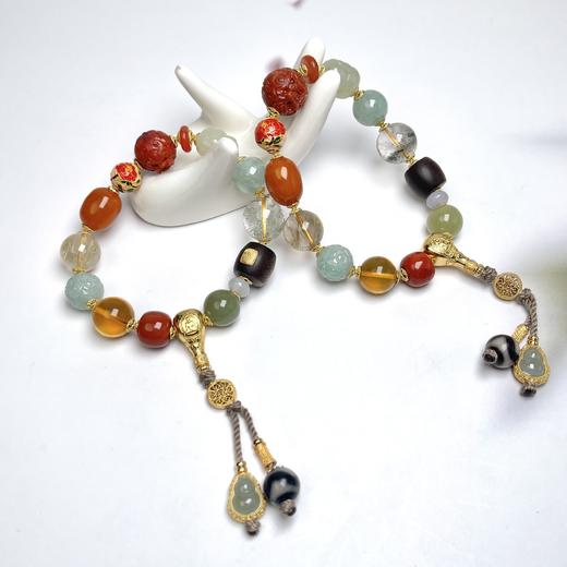 30014多宝单圈手串-三通葫芦圆珠流苏 商品图0