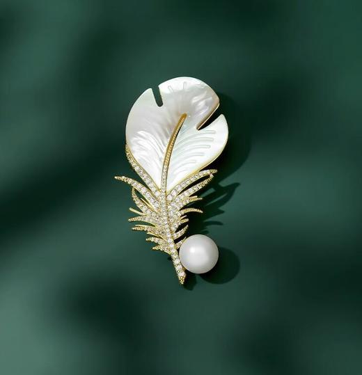 雀说 时尚闪钻新款羽毛胸针高档微镶锆石胸花西装别针配饰4ZF-11703 商品图3