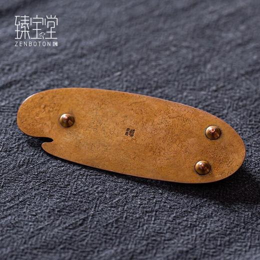 臻宝堂原创紫铜卧狮香插纯手工雕刻檀香座托香薰家用茶具摆件配件中式 卧狮香插 商品图3