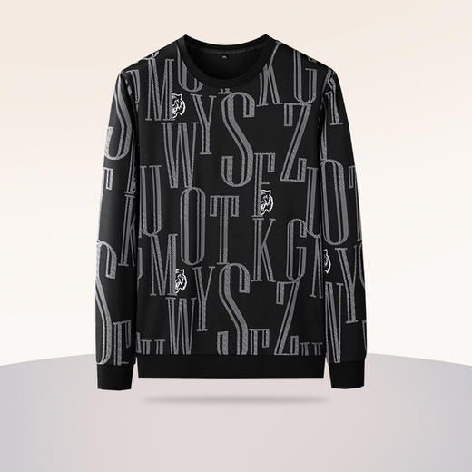 【Q】【新款DDA】大依优型大码满印长袖卫衣圆领套头加肥加大宽松休闲上衣男士潮流 商品图0