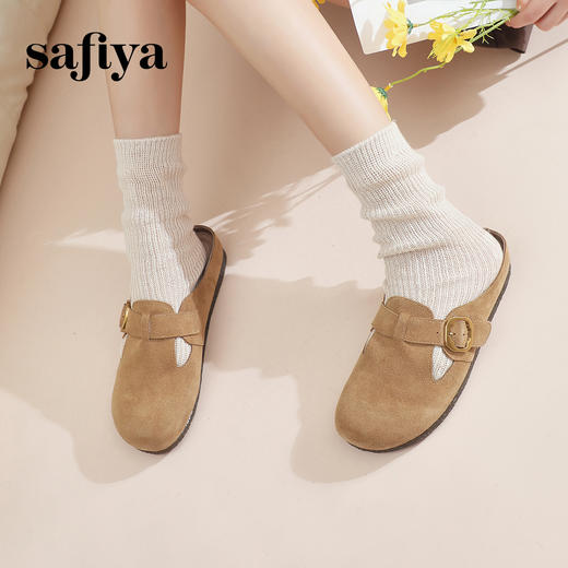Safiya/索菲娅2024春季新品懒人鞋复古软底休闲外穿舒适勃肯凉拖 SF41110144 商品图5